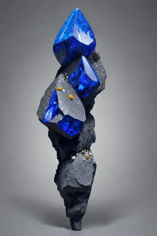 The image shows a beautiful and rare blue mineral called Lazurite. It is a semi-precious stone that is often used in jewelry and carvings. The lazurite in the image has a deep blue color and is opaque. It is also has a vitreous luster.