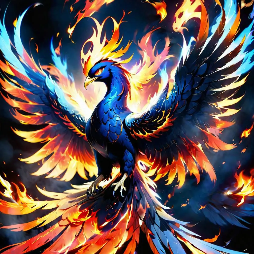 The phoenix is a mythical bird that is said to be a symbol of hope and renewal. It is said to be able to rise from the ashes of its own destruction and is often associated with fire and the sun. The phoenix is often depicted as a large, brightly colored bird with a long tail. It is often shown with its wings spread and is often surrounded by flames. The phoenix is a powerful symbol and is often used in art, literature, and music.