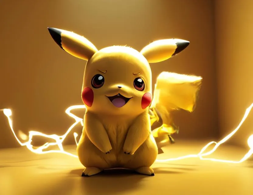 Pikachu is a fictional character in the Pokémon franchise owned by Nintendo. It is a yellow mouse-like creature with brown stripes on its back and a lightning bolt-shaped tail. It is one of the most popular Pokémon and has appeared in many video games, television shows, and movies.